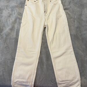 Abercrombie Cream Ankle Straight Jeans